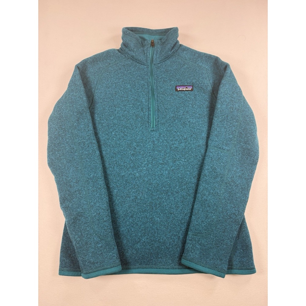 Patagonia Better Sweater 1/4 Zip Women M Teal Blue Excellent Heathered 25617